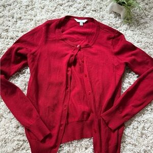 Time and Tru Red Cardigan Sweater with V-Neck